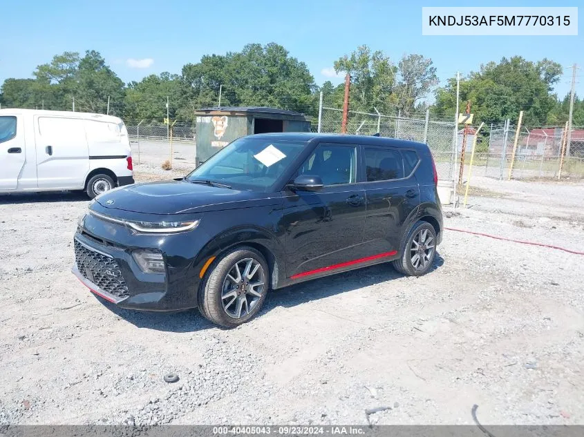 2021 Kia Soul Gt-Line Turbo VIN: KNDJ53AF5M7770315 Lot: 40405043