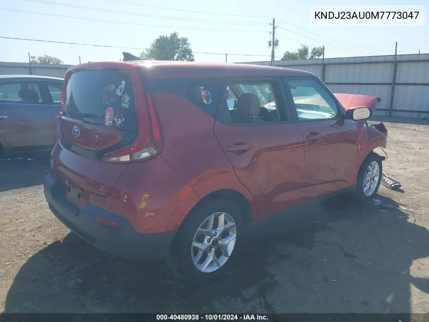 2021 Kia Soul S VIN: KNDJ23AU0M7773047 Lot: 40480938