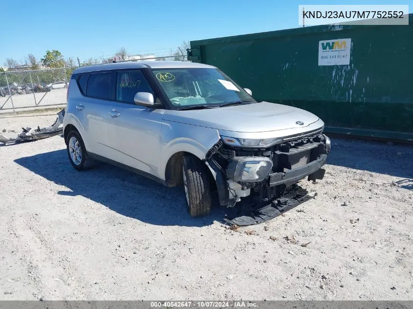 2021 Kia Soul S VIN: KNDJ23AU7M7752552 Lot: 40542647