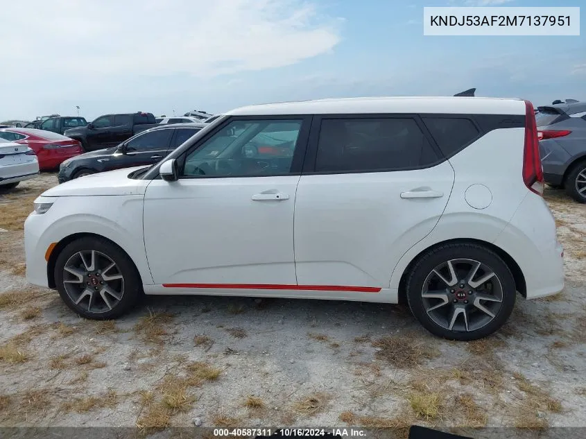 2021 Kia Soul Turbo VIN: KNDJ53AF2M7137951 Lot: 40587311