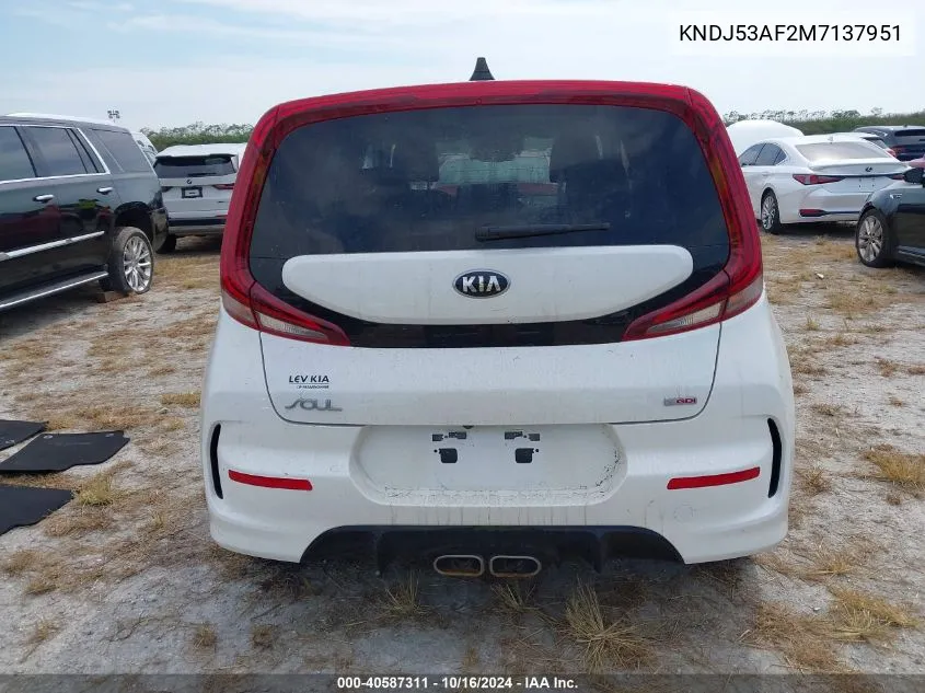 2021 Kia Soul Turbo VIN: KNDJ53AF2M7137951 Lot: 40587311