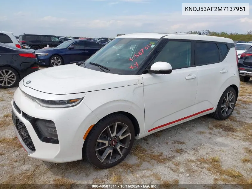 2021 Kia Soul Turbo VIN: KNDJ53AF2M7137951 Lot: 40587311