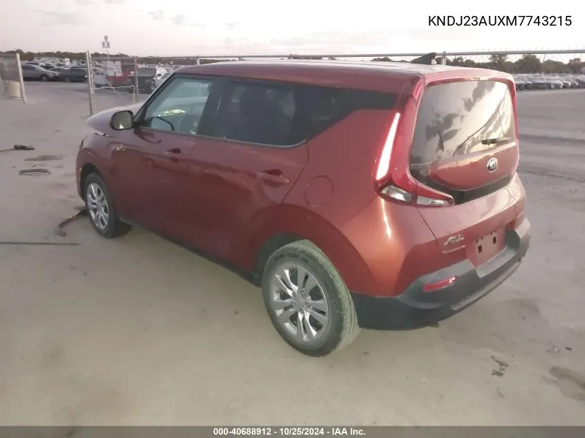 2021 Kia Soul Lx VIN: KNDJ23AUXM7743215 Lot: 40688912