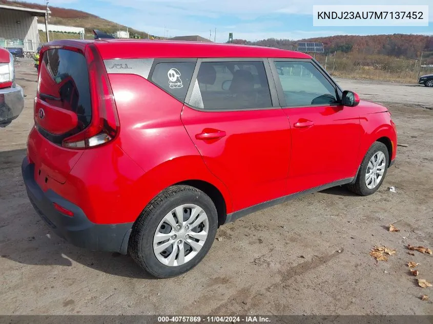 2021 Kia Soul Lx VIN: KNDJ23AU7M7137452 Lot: 40757869