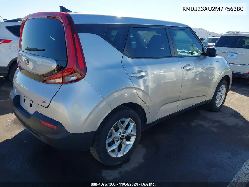 2021 Kia Soul S VIN: KNDJ23AU2M7756380 Lot: 40767368