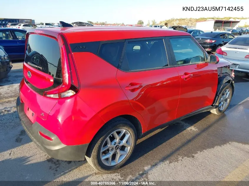 2021 Kia Soul S VIN: KNDJ23AU5M7142455 Lot: 40785366