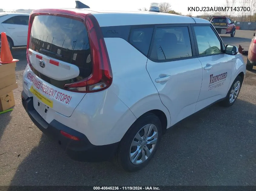 2021 Kia Soul Lx VIN: KNDJ23AU8M7143700 Lot: 40845236