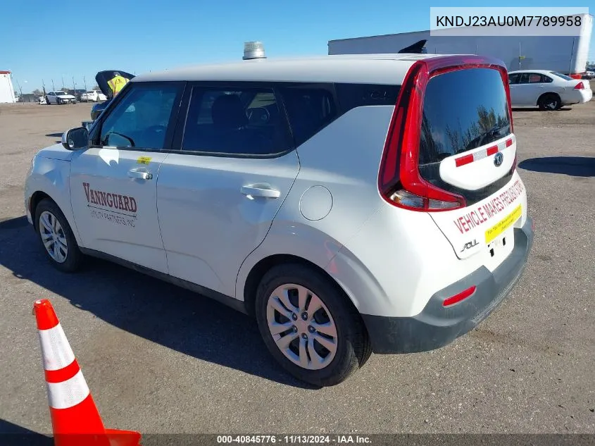 2021 Kia Soul Lx VIN: KNDJ23AU0M7789958 Lot: 40845776