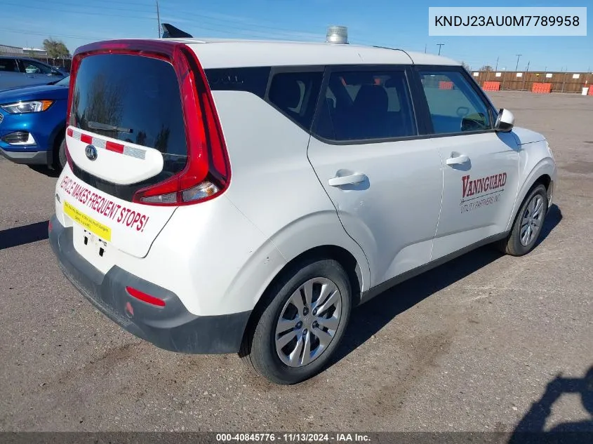 2021 Kia Soul Lx VIN: KNDJ23AU0M7789958 Lot: 40845776