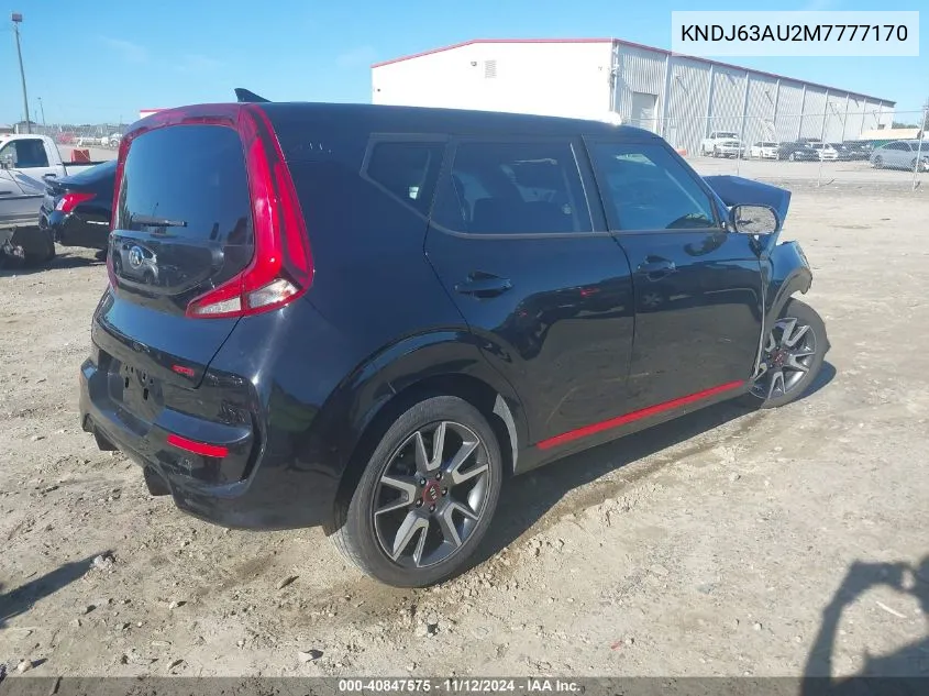 2021 Kia Soul Gt-Line VIN: KNDJ63AU2M7777170 Lot: 40847575