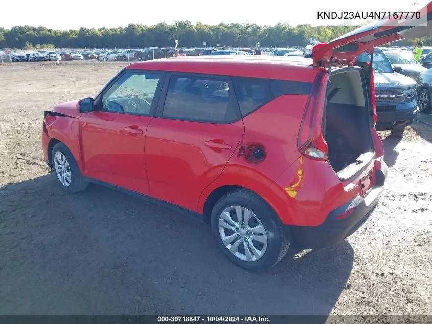 2022 Kia Soul Lx VIN: KNDJ23AU4N7167770 Lot: 39718847