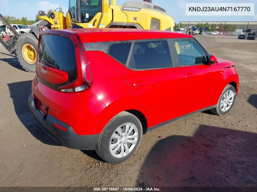 2022 Kia Soul Lx VIN: KNDJ23AU4N7167770 Lot: 39718847