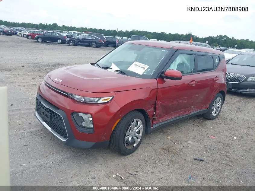 2022 Kia Soul Lx VIN: KNDJ23AU3N7808908 Lot: 40018406