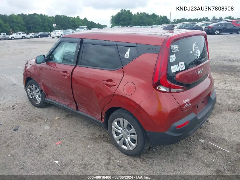 2022 Kia Soul Lx VIN: KNDJ23AU3N7808908 Lot: 40018406