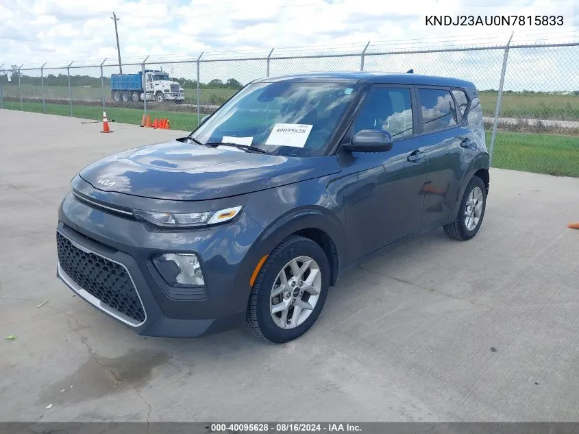 2022 Kia Soul Lx VIN: KNDJ23AU0N7815833 Lot: 40095628