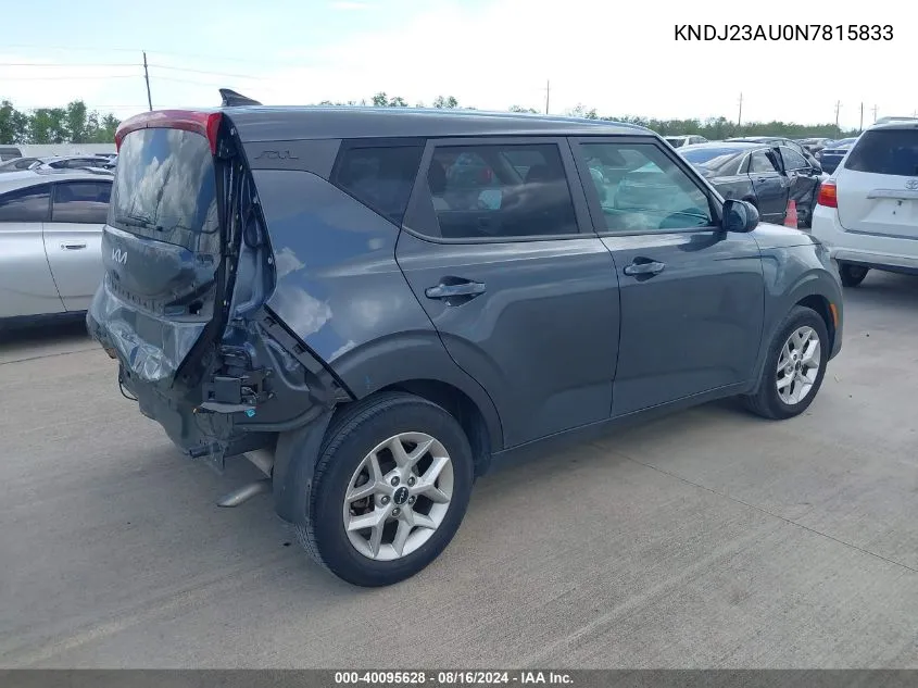 2022 Kia Soul Lx VIN: KNDJ23AU0N7815833 Lot: 40095628