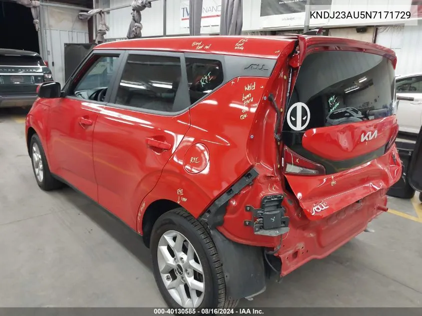 2022 Kia Soul Lx VIN: KNDJ23AU5N7171729 Lot: 40130585