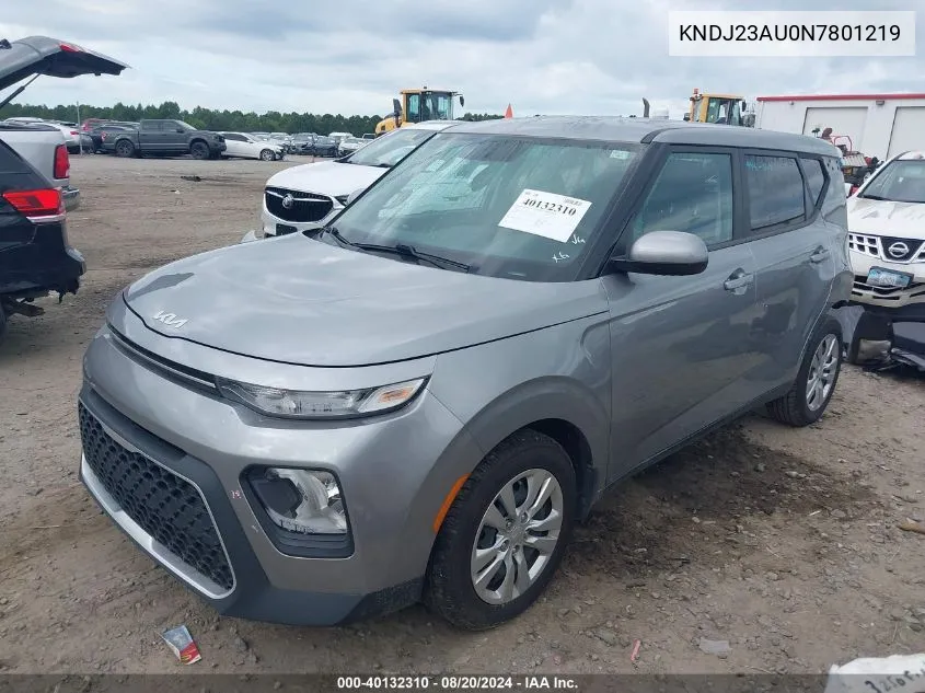 2022 Kia Soul Lx/X Line/S VIN: KNDJ23AU0N7801219 Lot: 40132310