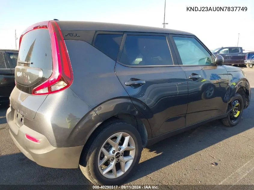 2022 Kia Soul Lx VIN: KNDJ23AU0N7837749 Lot: 40298517