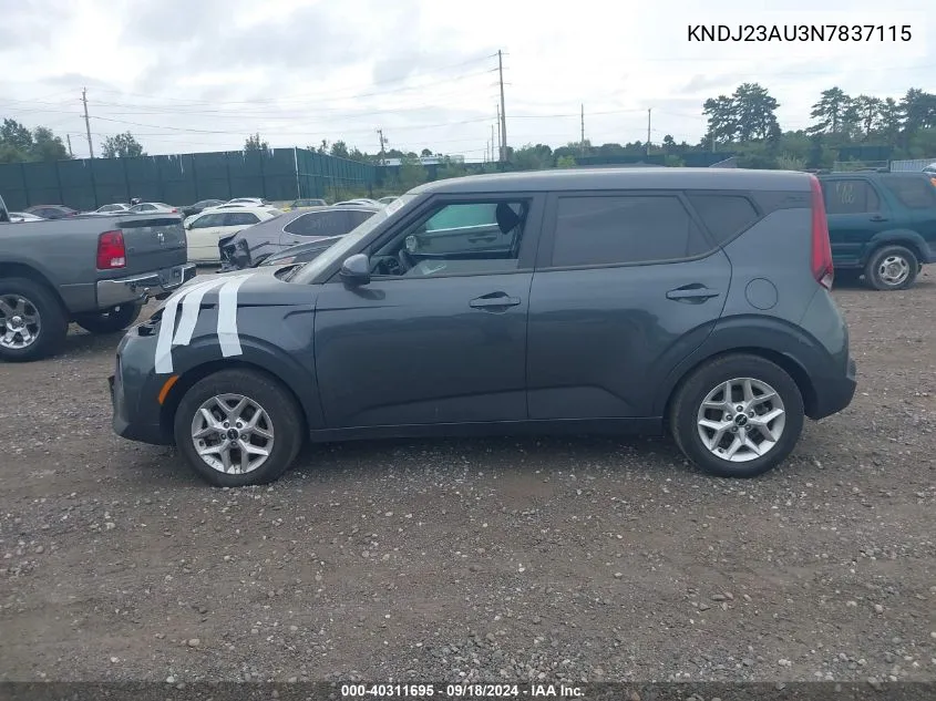 2022 Kia Soul Lx VIN: KNDJ23AU3N7837115 Lot: 40311695