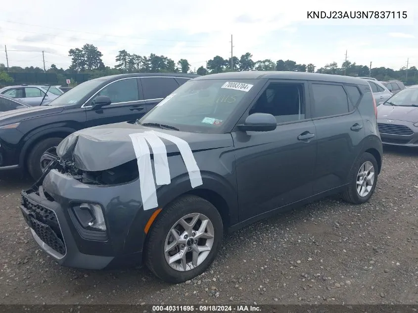 KNDJ23AU3N7837115 2022 Kia Soul Lx