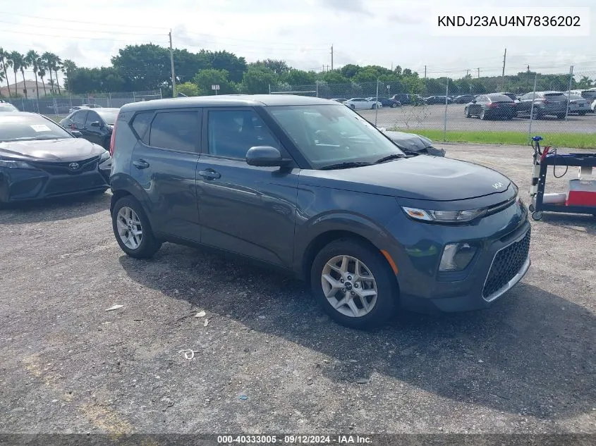 2022 Kia Soul Lx/X Line/S VIN: KNDJ23AU4N7836202 Lot: 40333005