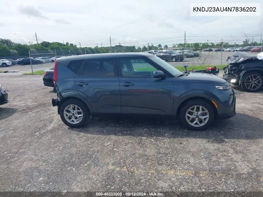 2022 Kia Soul Lx/X Line/S VIN: KNDJ23AU4N7836202 Lot: 40333005