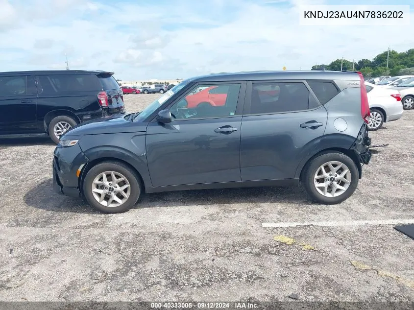 2022 Kia Soul Lx/X Line/S VIN: KNDJ23AU4N7836202 Lot: 40333005