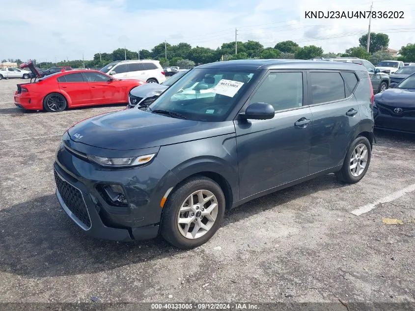 2022 Kia Soul Lx/X Line/S VIN: KNDJ23AU4N7836202 Lot: 40333005