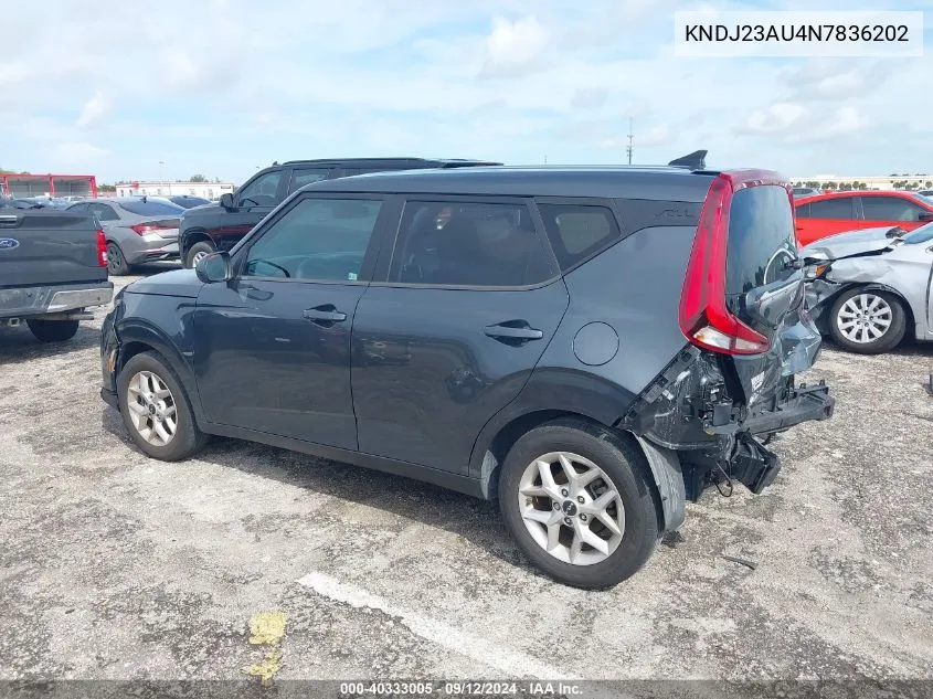 2022 Kia Soul Lx/X Line/S VIN: KNDJ23AU4N7836202 Lot: 40333005