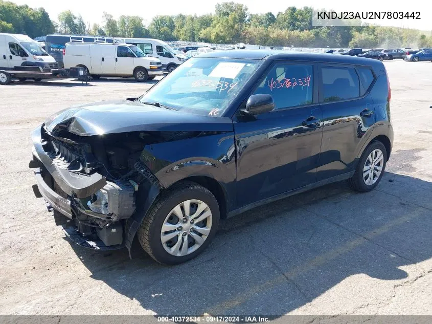 2022 Kia Soul Lx VIN: KNDJ23AU2N7803442 Lot: 40372534