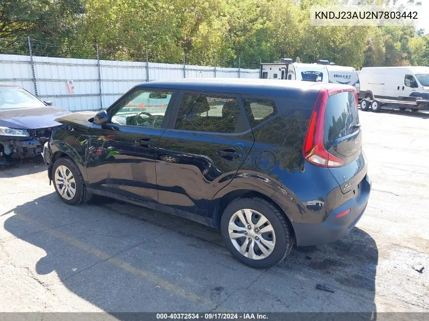 2022 Kia Soul Lx VIN: KNDJ23AU2N7803442 Lot: 40372534