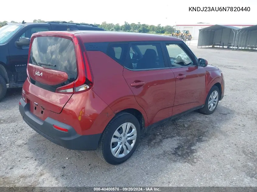 KNDJ23AU6N7820440 2022 Kia Soul Lx