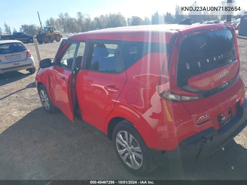 2022 Kia Soul Lx/X Line/S VIN: KNDJ23AU0N7182654 Lot: 40467298