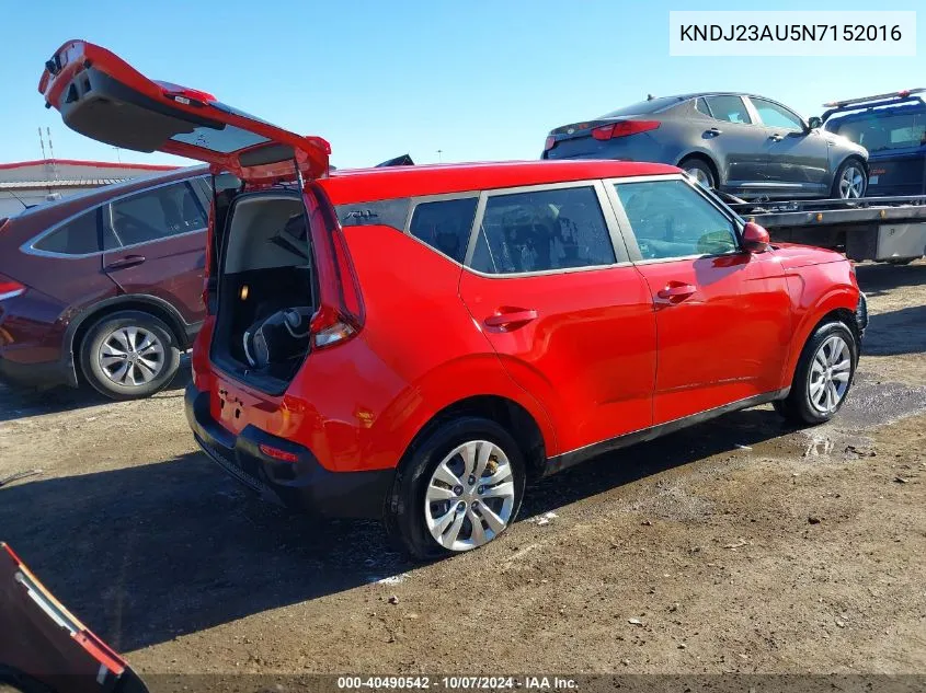 2022 Kia Soul Lx/X Line/S VIN: KNDJ23AU5N7152016 Lot: 40490542