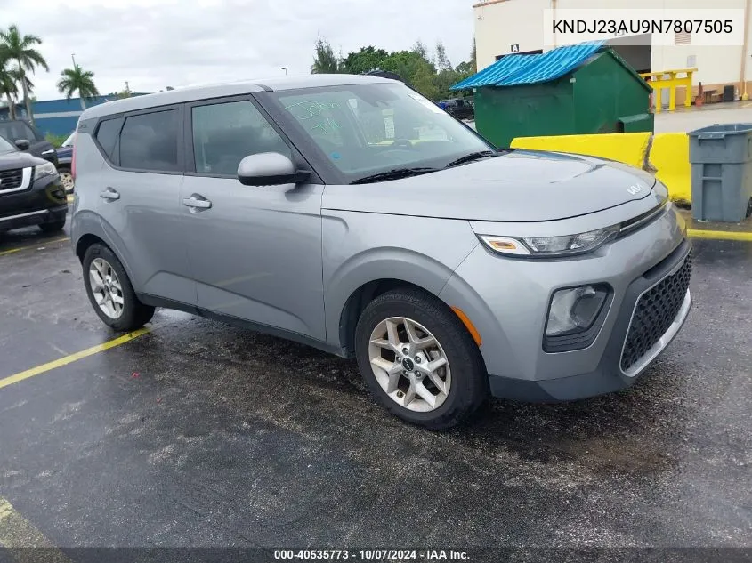 2022 Kia Soul Lx/X Line/S VIN: KNDJ23AU9N7807505 Lot: 40535773