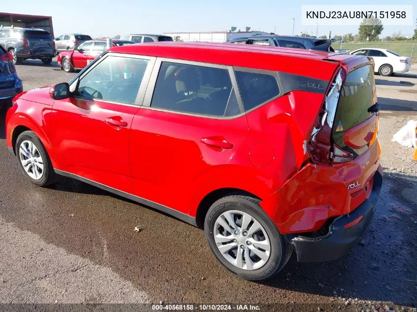 2022 Kia Soul Lx VIN: KNDJ23AU8N7151958 Lot: 40568158