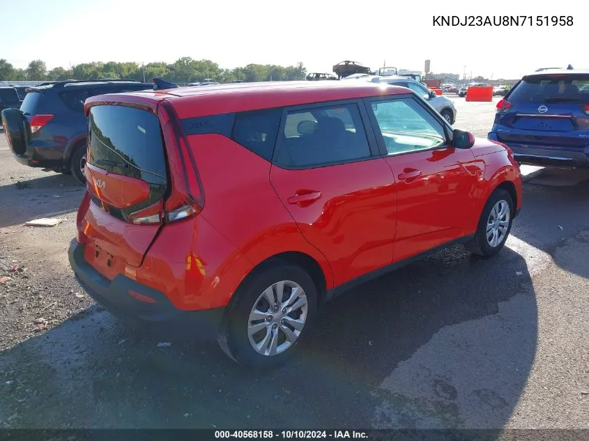 2022 Kia Soul Lx VIN: KNDJ23AU8N7151958 Lot: 40568158