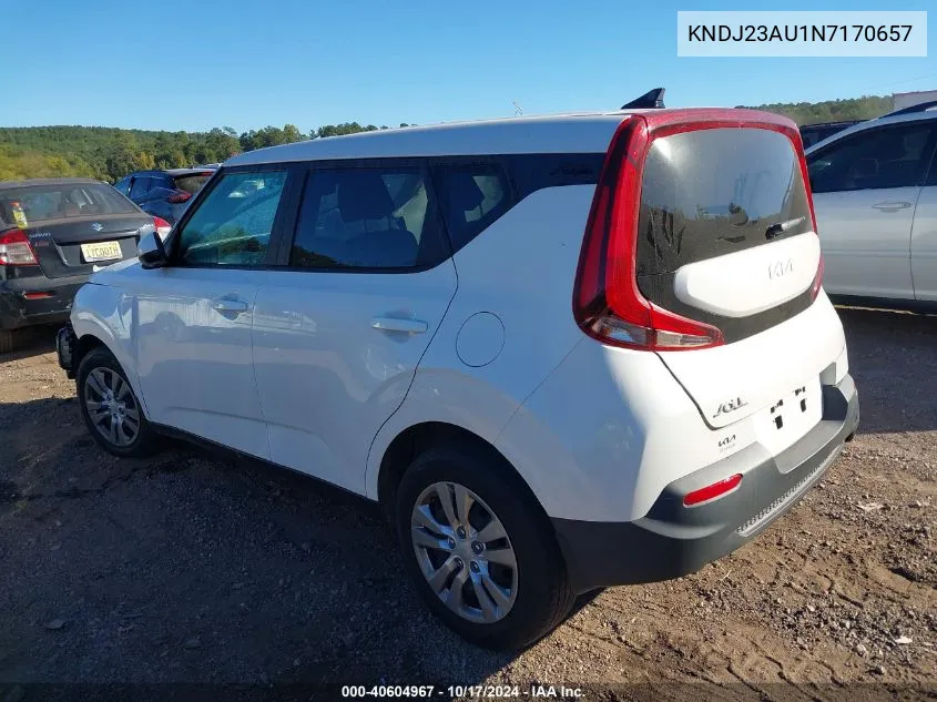 2022 Kia Soul Lx VIN: KNDJ23AU1N7170657 Lot: 40604967