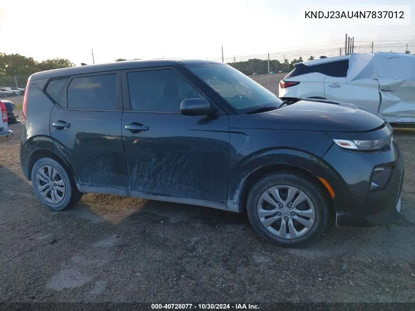 2022 Kia Soul Lx VIN: KNDJ23AU4N7837012 Lot: 40728077