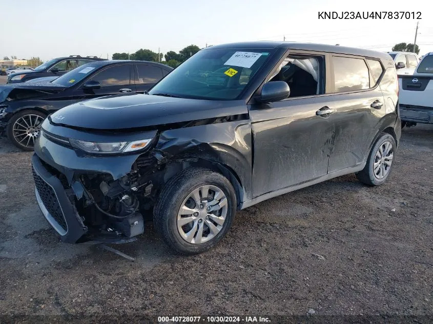 2022 Kia Soul Lx VIN: KNDJ23AU4N7837012 Lot: 40728077