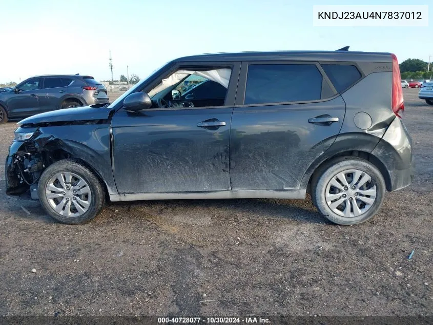 2022 Kia Soul Lx VIN: KNDJ23AU4N7837012 Lot: 40728077