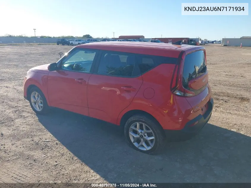 2022 Kia Soul Lx VIN: KNDJ23AU6N7171934 Lot: 40797375