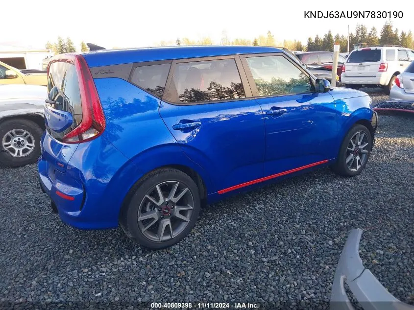 2022 Kia Soul Gt-Line VIN: KNDJ63AU9N7830190 Lot: 40809398