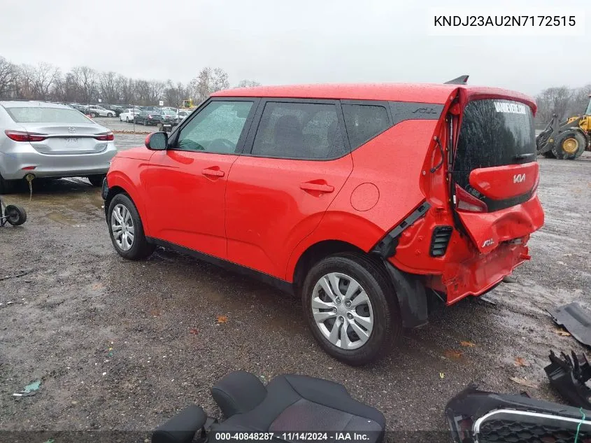 2022 Kia Soul Lx VIN: KNDJ23AU2N7172515 Lot: 40848287