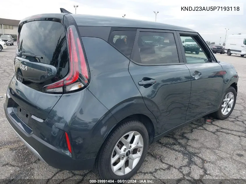 2023 Kia Soul Lx VIN: KNDJ23AU5P7193118 Lot: 39991404