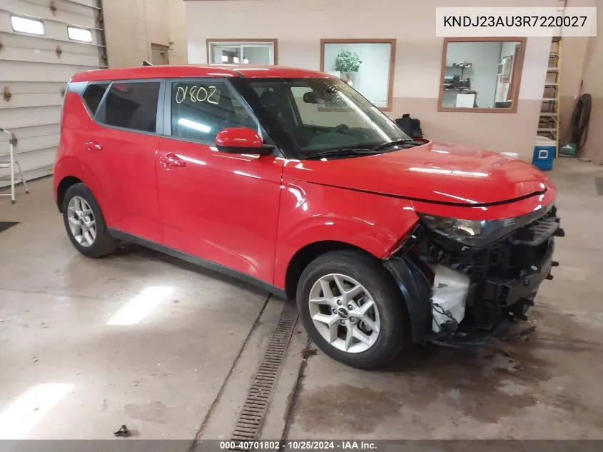 2024 Kia Soul S VIN: KNDJ23AU3R7220027 Lot: 40701802