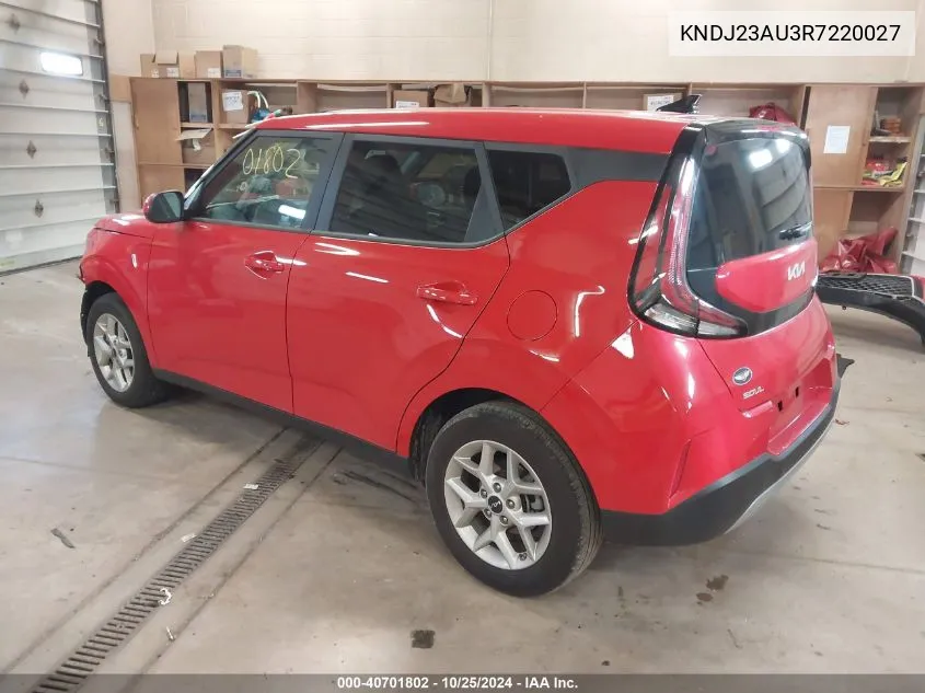 2024 Kia Soul S VIN: KNDJ23AU3R7220027 Lot: 40701802