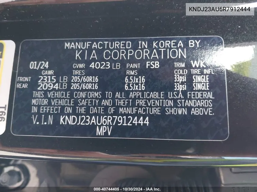 KNDJ23AU6R7912444 2024 Kia Soul Lx