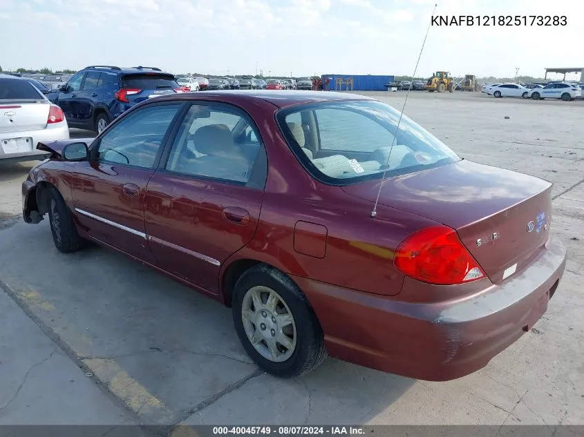 2002 Kia Spectra Ls VIN: KNAFB121825173283 Lot: 40045749